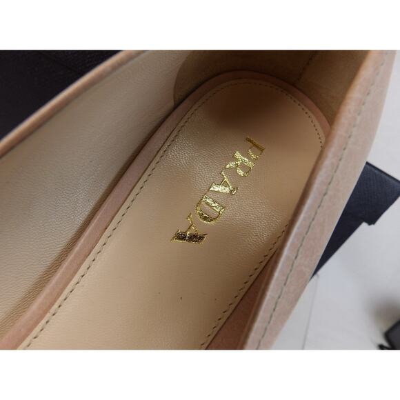 NIB PRADA DUSTY PINK DISTRESSED LEATHER BOW PLATFORM PEEP TOE PUMPS 40 $795 - Picture 7 of 11